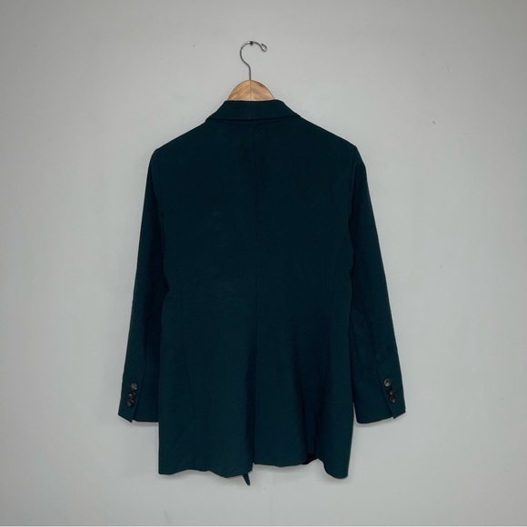 Zara Blazer Jacket Women's Size Large Dark Green Structured Double-Breasted - Picture 6 of 10